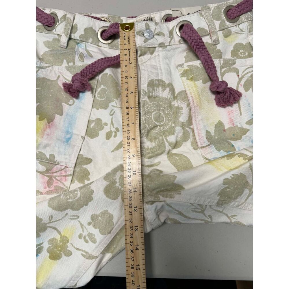 Free People Straight-Leg Floral Print Jeans with Pink Tie - Picture 8 of 11